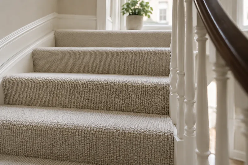 Carpeted stairs and landing