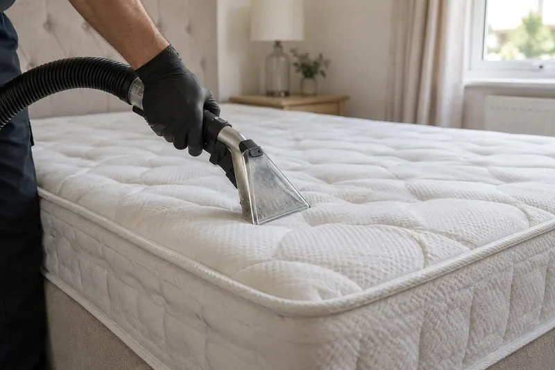 Upholstery nozzle recovering moisture from a bare mattress