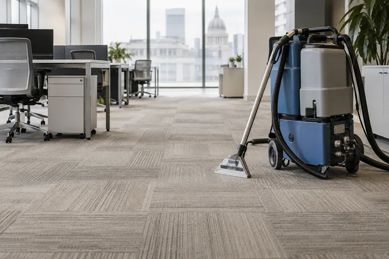 Commercial extraction machine on office carpet