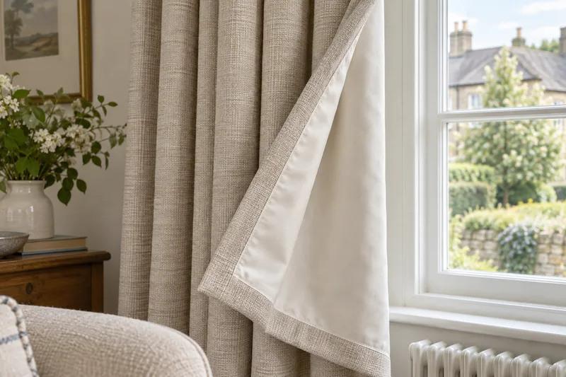 Curtain face fabric and pale lining