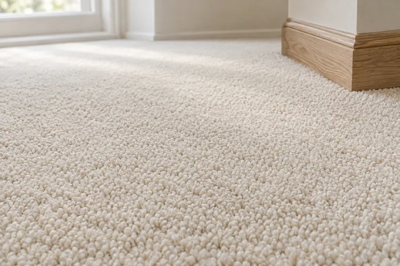 Close view of fitted carpet fibres