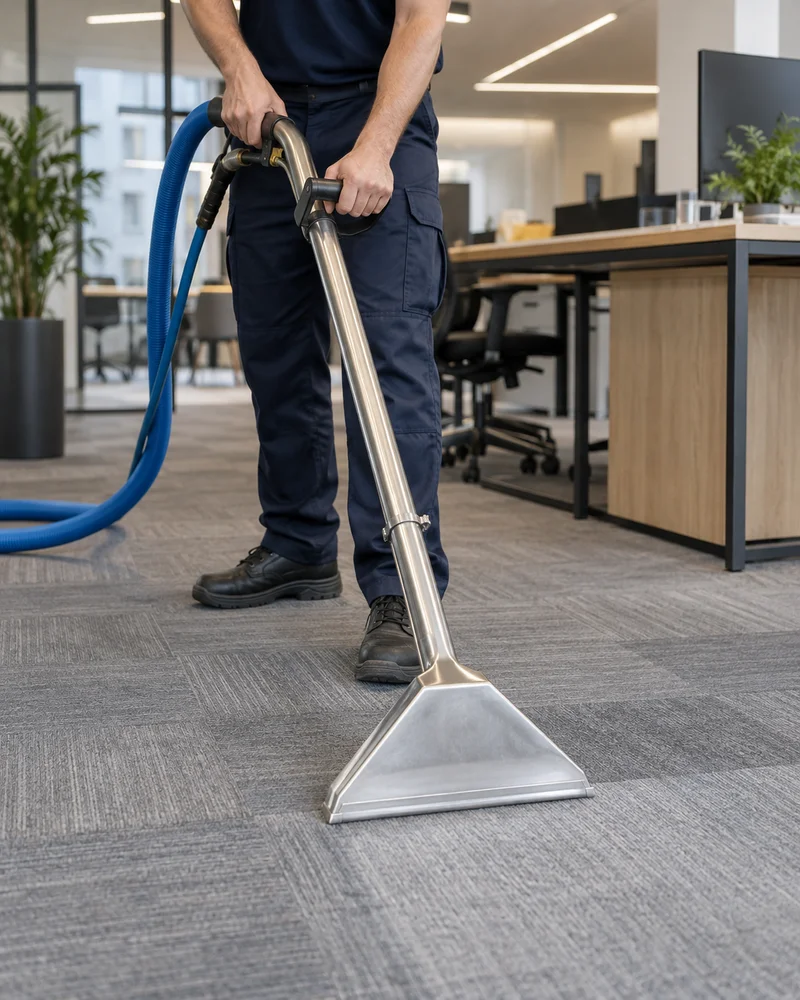 Carpet cleaning wand in an office